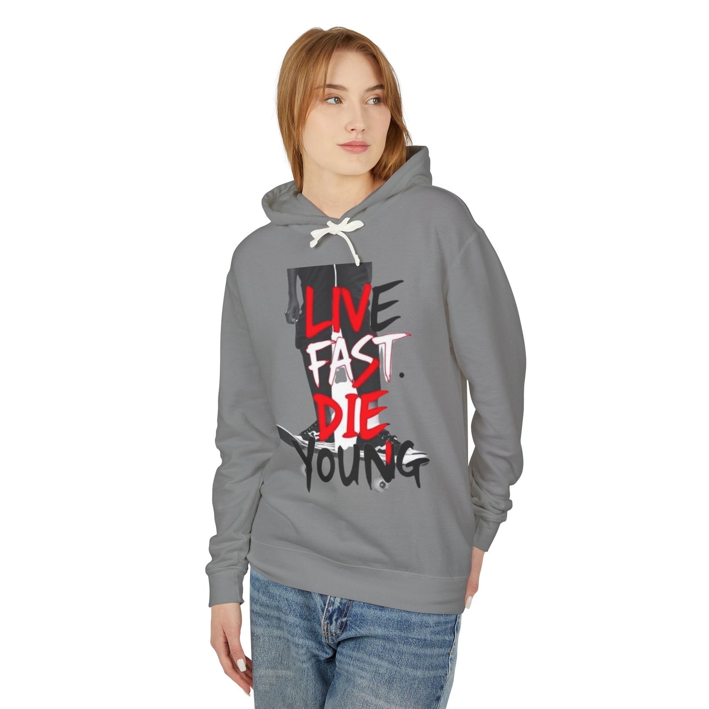 "Live Fast Die Young" Unisex Lightweight Hooded Sweatshirt - imperatrixies