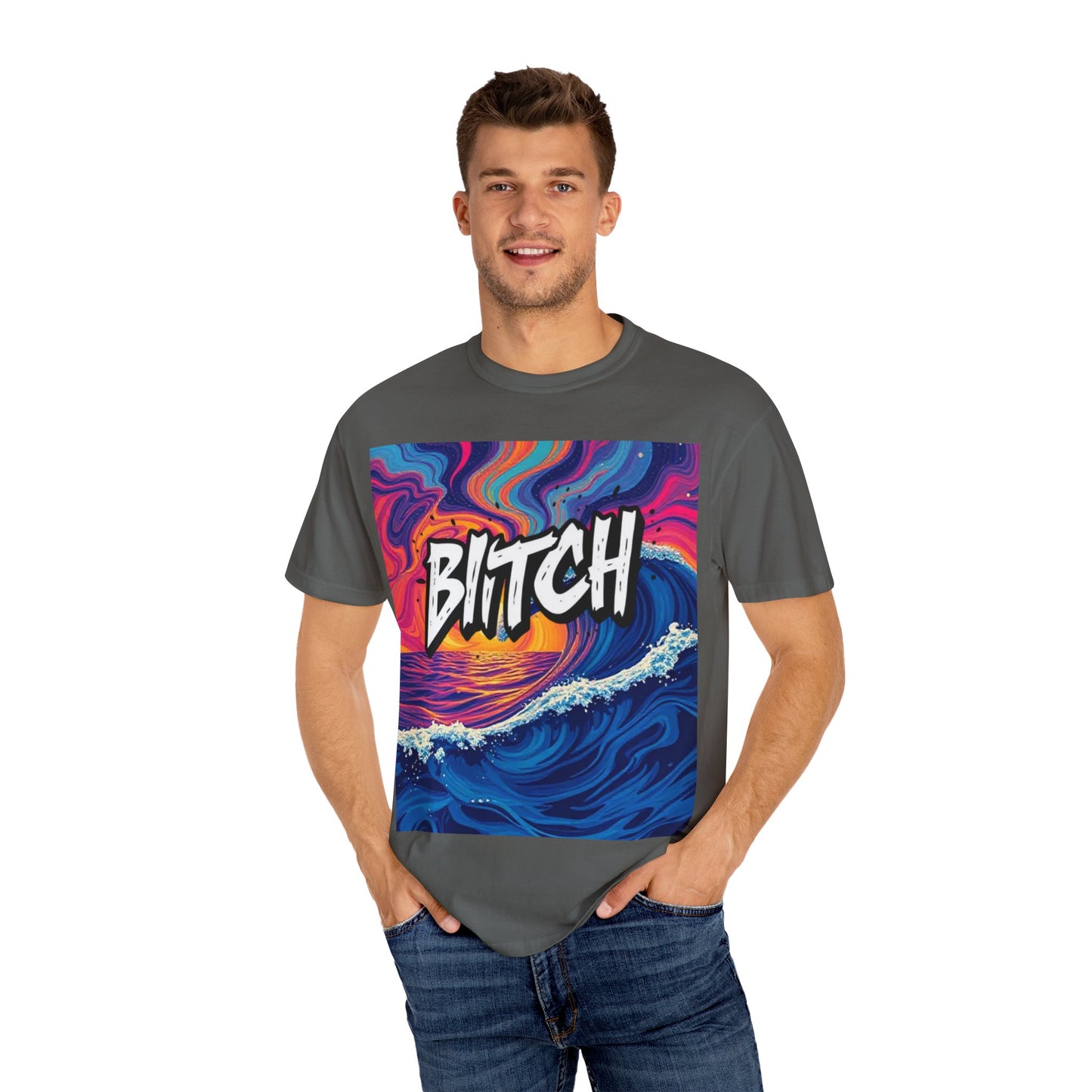 "BITCH" Vibrant Wave Graphic Unisex T-Shirt - imperatrixies