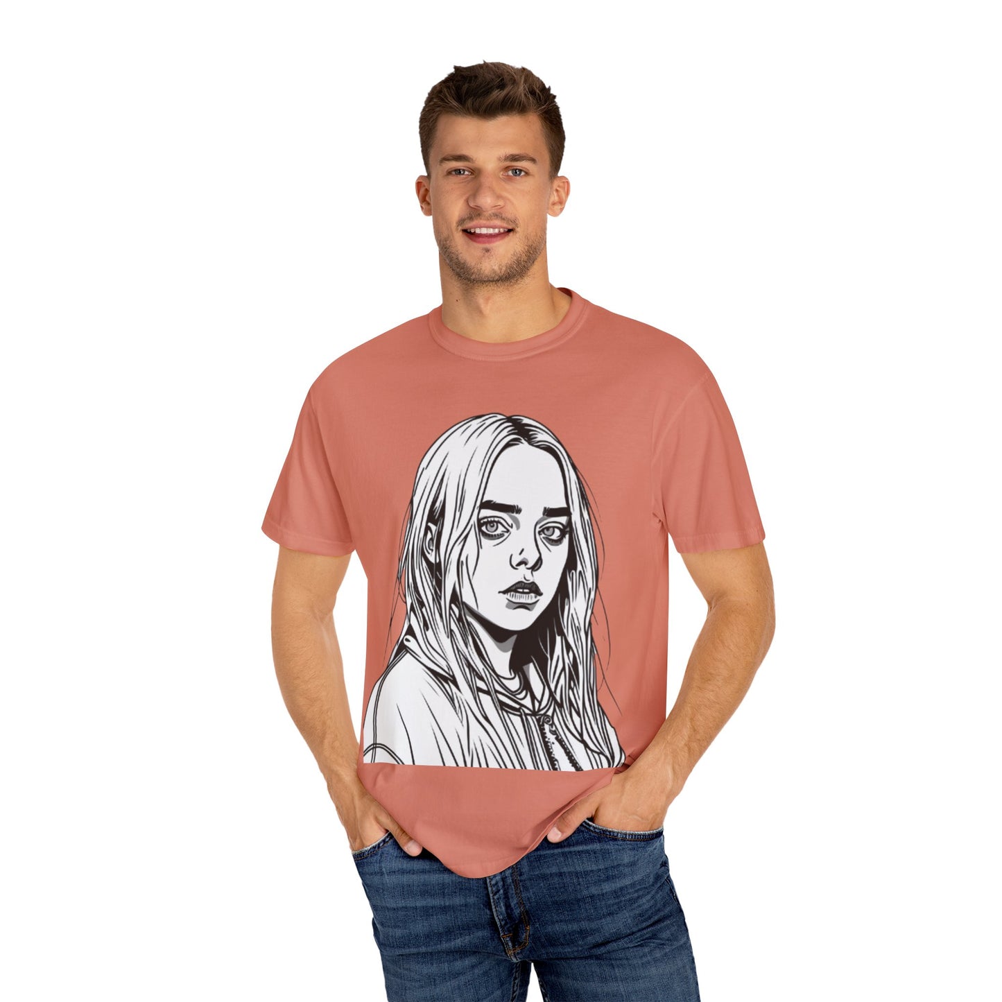 Camiseta unissex tingida com tecido Billie E. Artist Singer