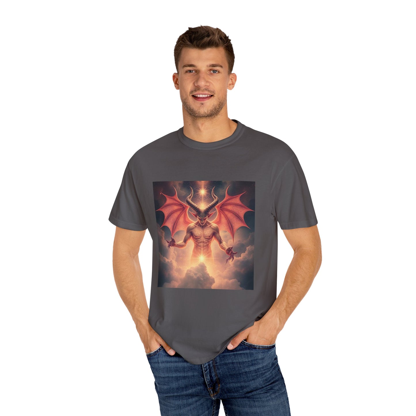 Mystic Goth Rock Emo Unisex Garment-Dyed Devil Artwork T-Shirt - Imperatrixies Design