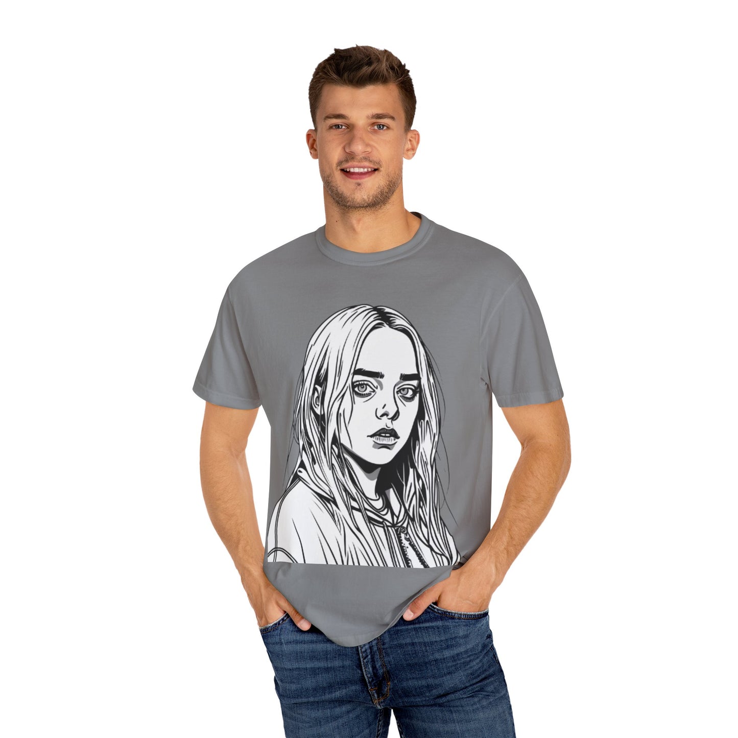 Camiseta unissex tingida com tecido Billie E. Artist Singer
