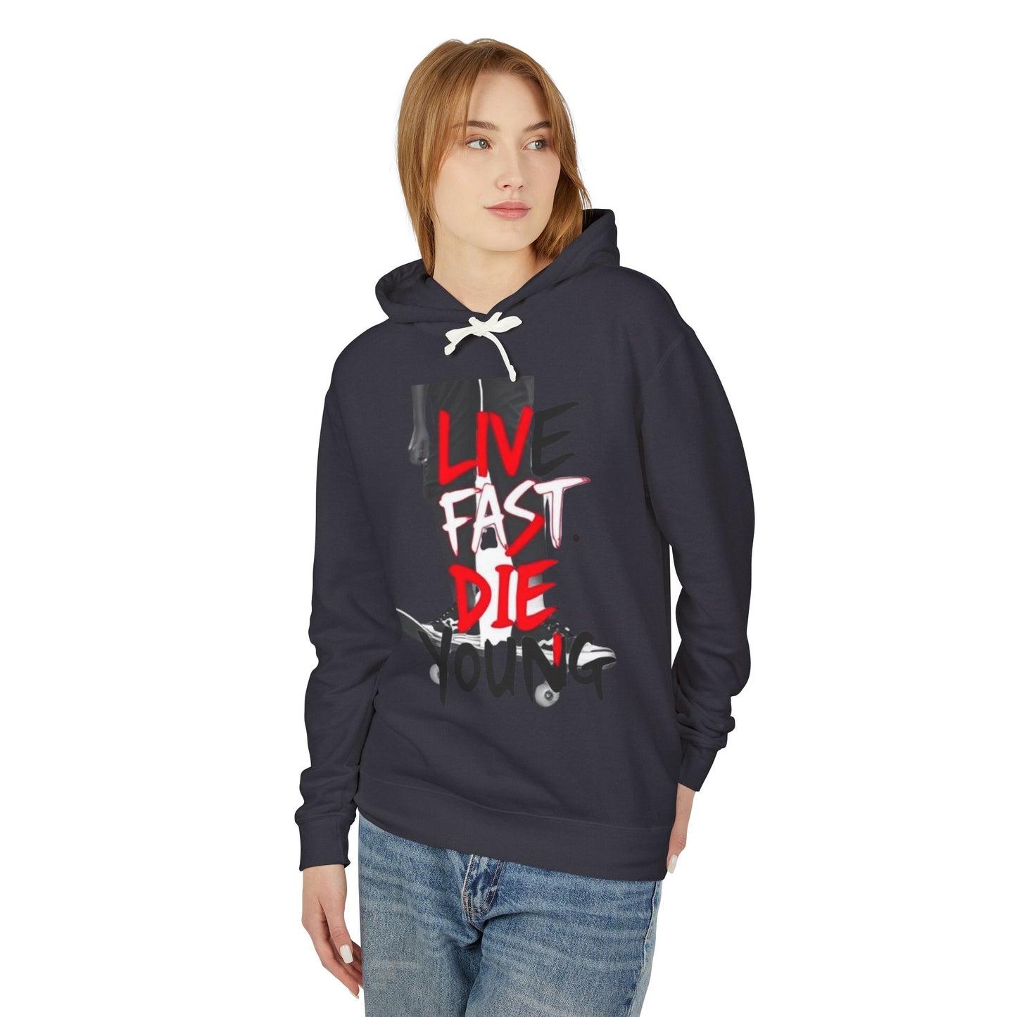 "Live Fast Die Young" Unisex Lightweight Hooded Sweatshirt - imperatrixies