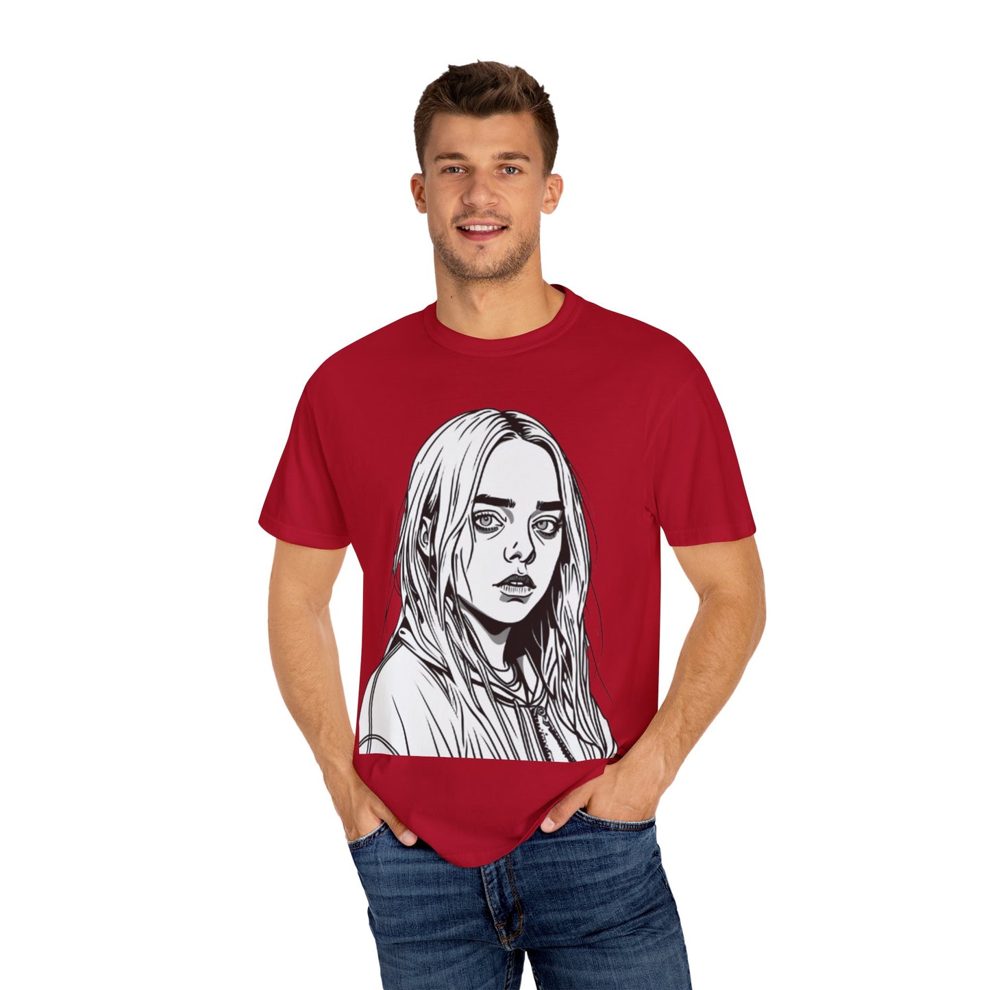 Camiseta unissex tingida com tecido Billie E. Artist Singer