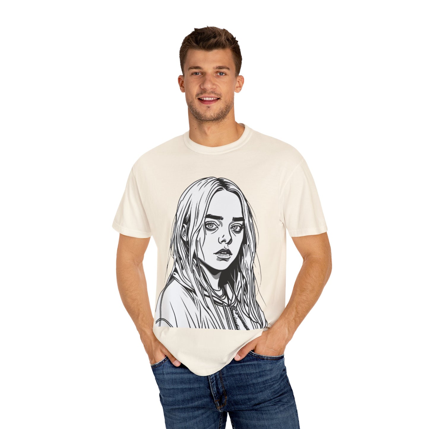 Camiseta unissex tingida com tecido Billie E. Artist Singer