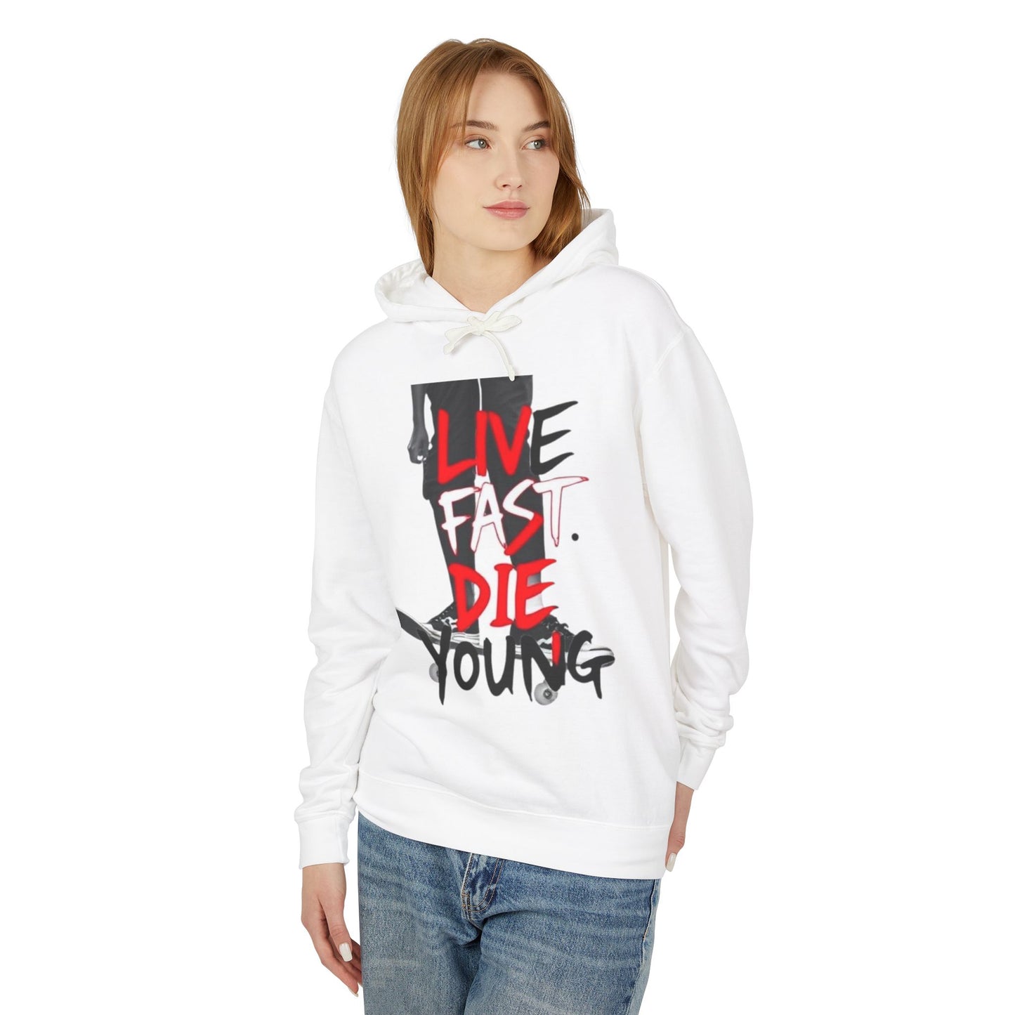 "Live Fast Die Young" Unisex Lightweight Hooded Sweatshirt - imperatrixies