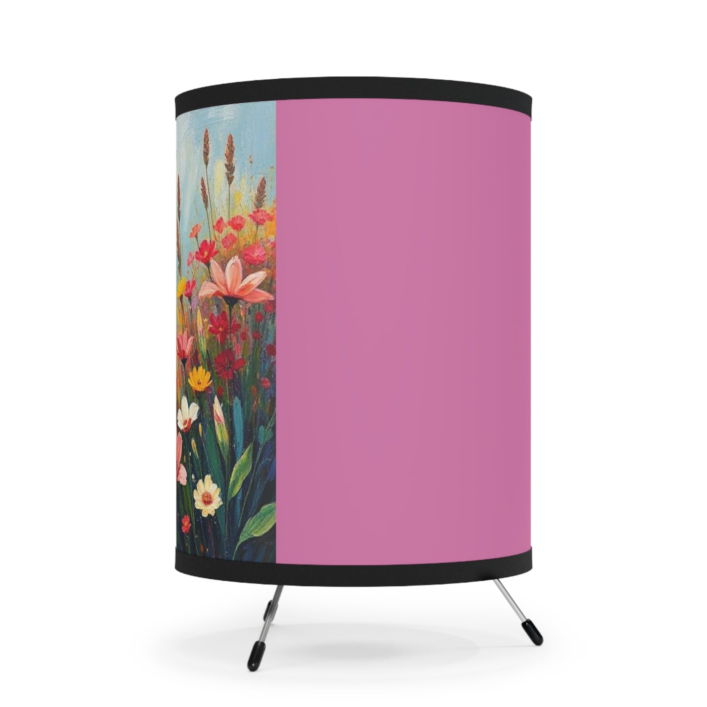 Floral Tripod Lamp with High-Res Printed Shade - Boho Home Decor