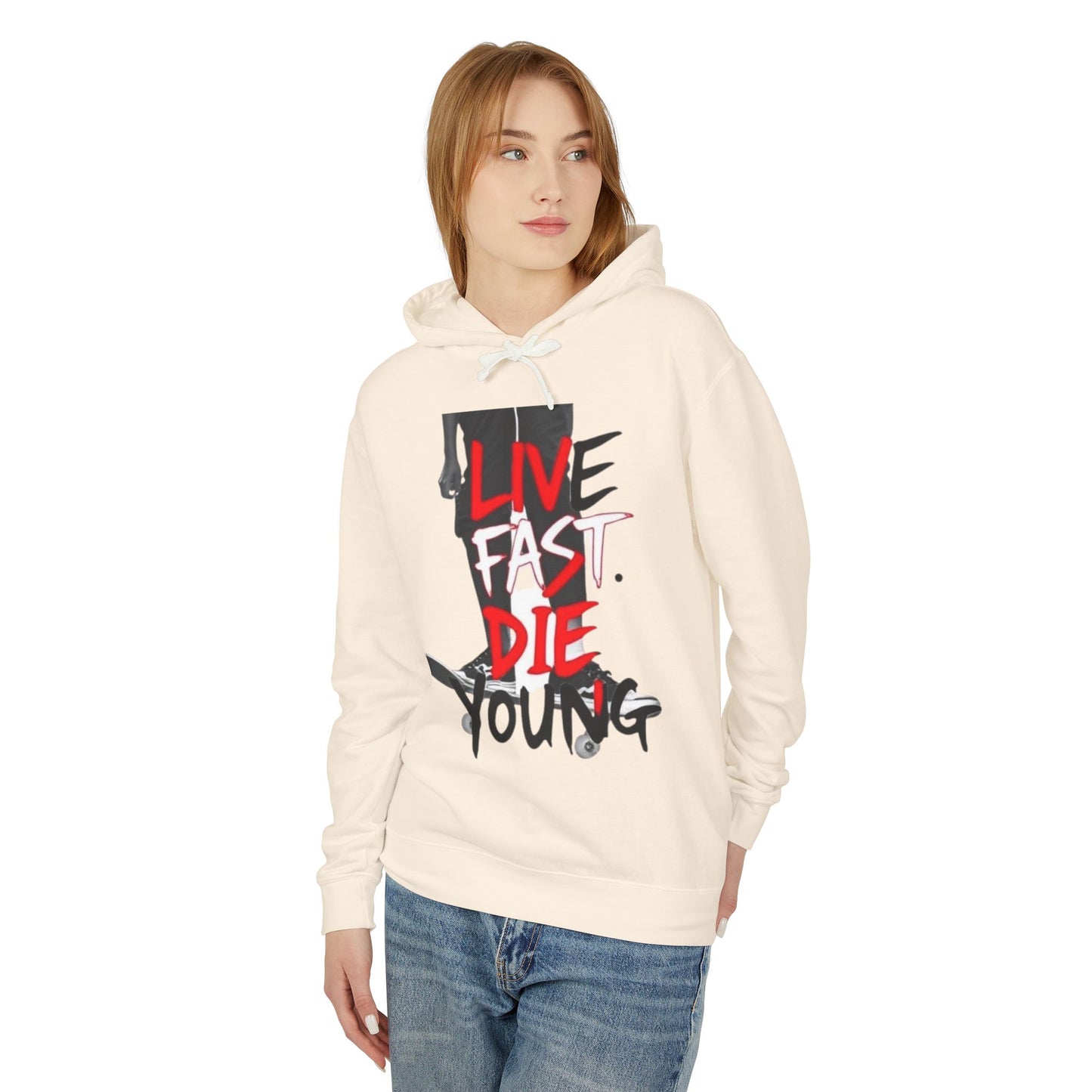"Live Fast Die Young" Unisex Lightweight Hooded Sweatshirt - imperatrixies