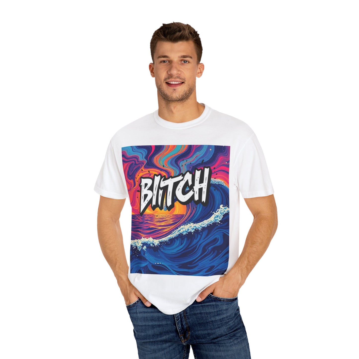 "BITCH" Vibrant Wave Graphic Unisex T-Shirt - imperatrixies