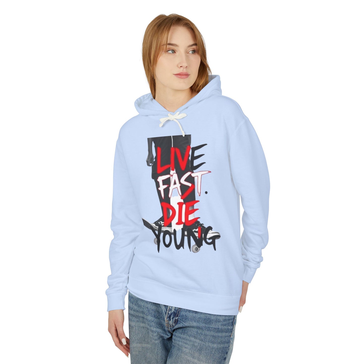 "Live Fast Die Young" Unisex Lightweight Hooded Sweatshirt - imperatrixies