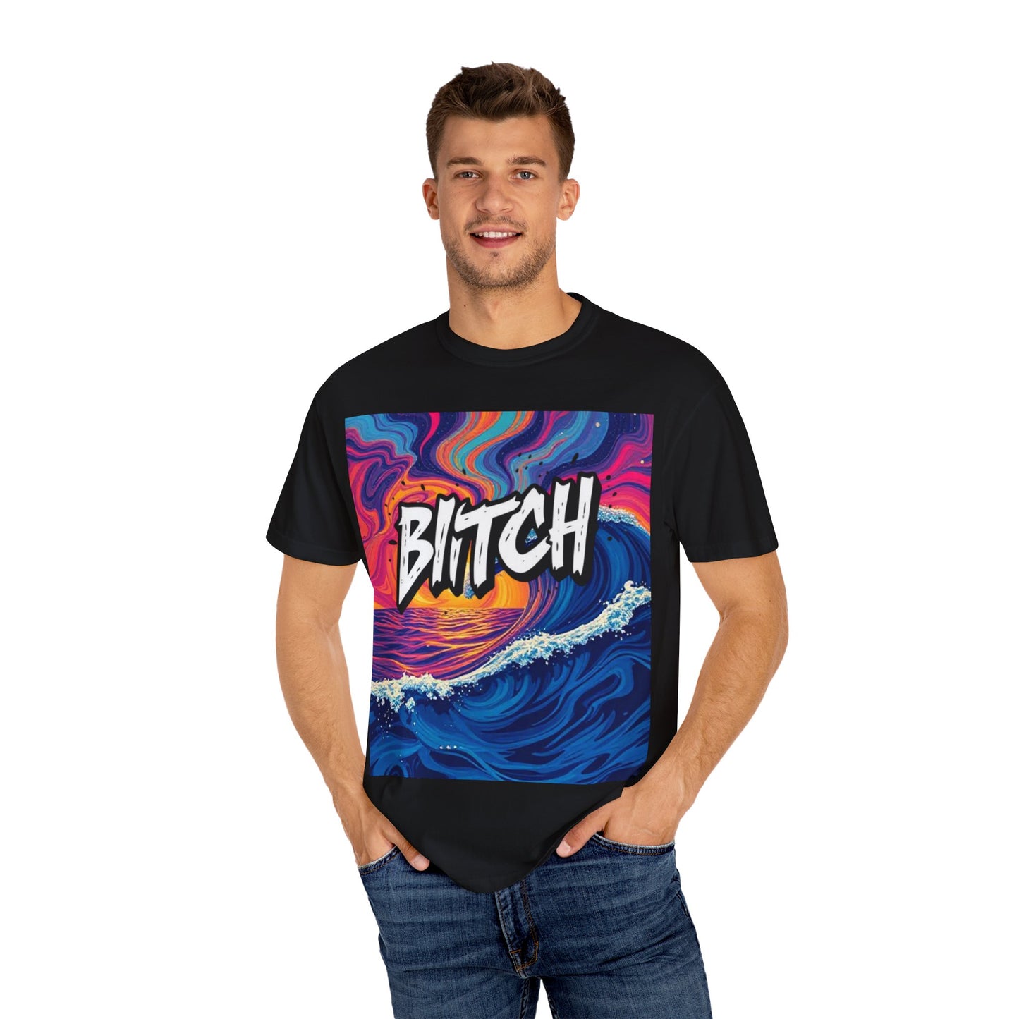 "BITCH" Vibrant Wave Graphic Unisex T-Shirt - imperatrixies