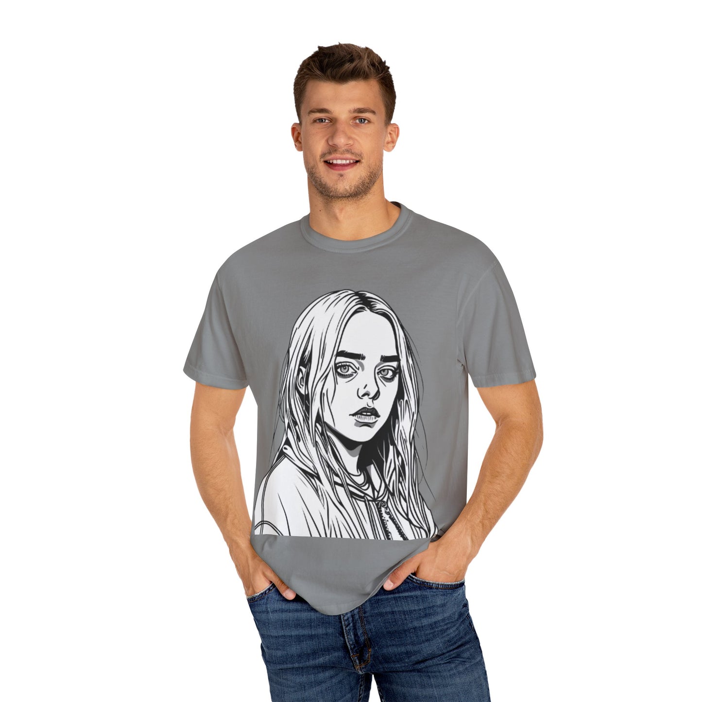 Camiseta unissex tingida com tecido Billie E. Artist Singer
