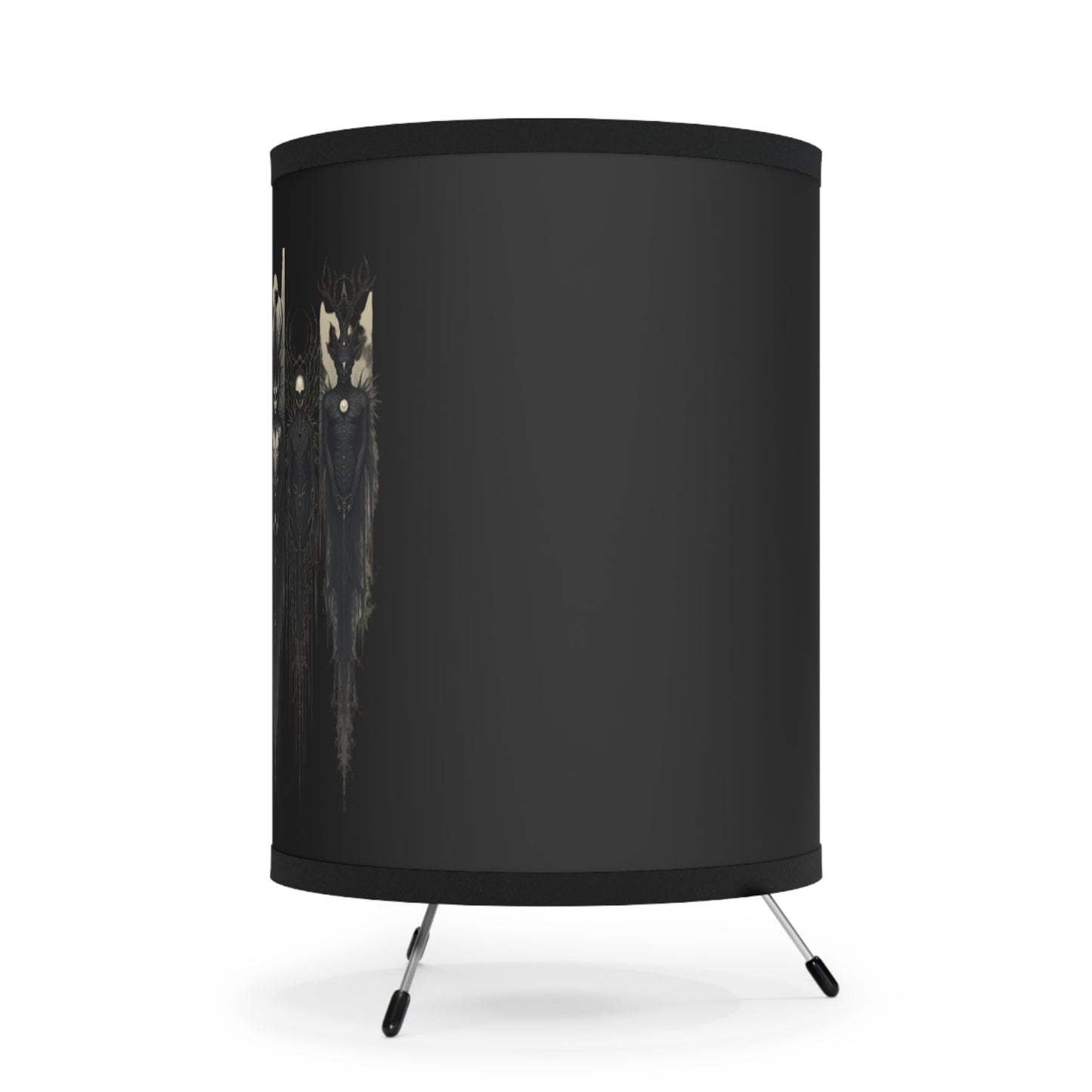 Gothic Tripod Lamp with High-Res Printed Shade - Unique Dark Decor
