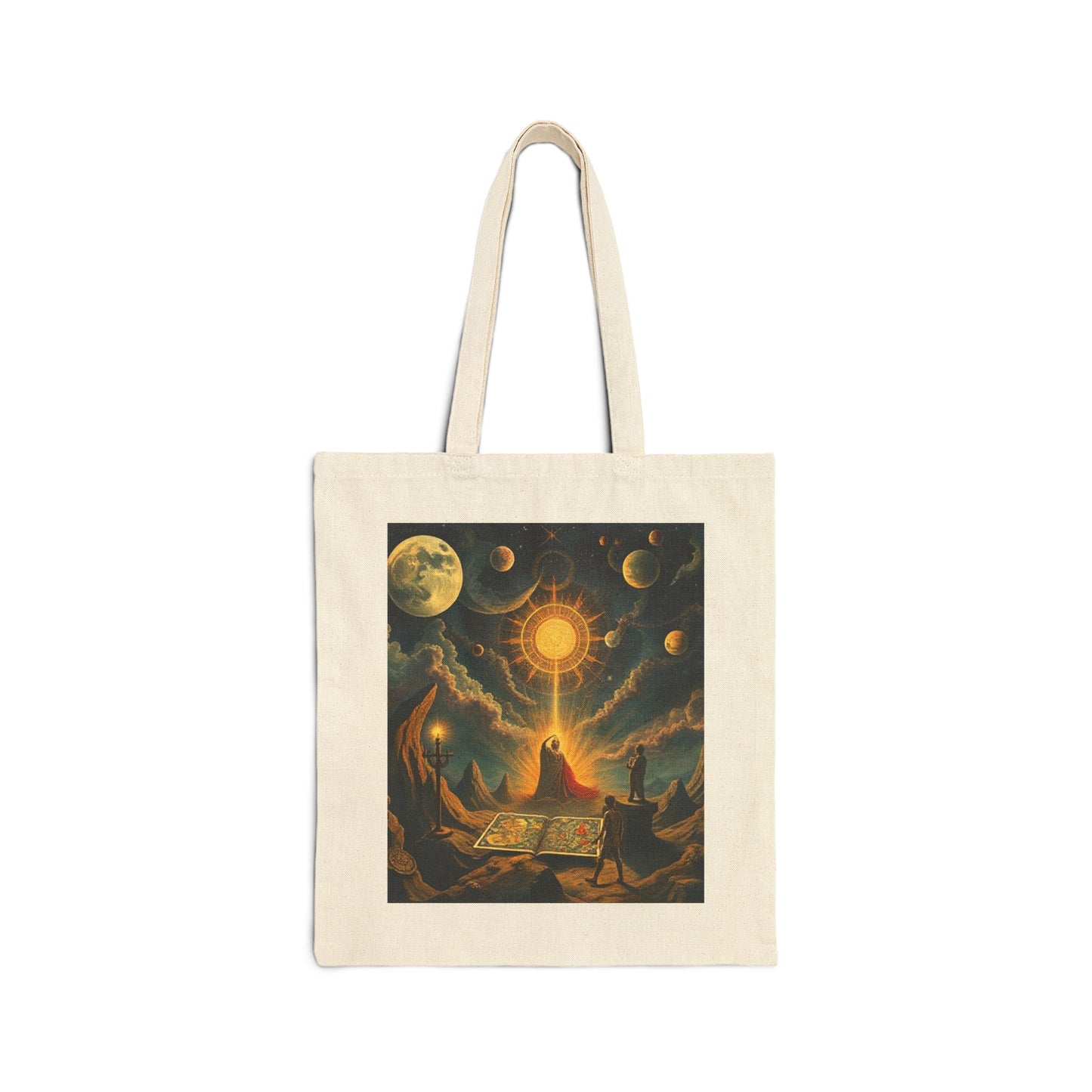 Celestial Adventure Canvas Tote Bag - Mystical Design for Dreamers