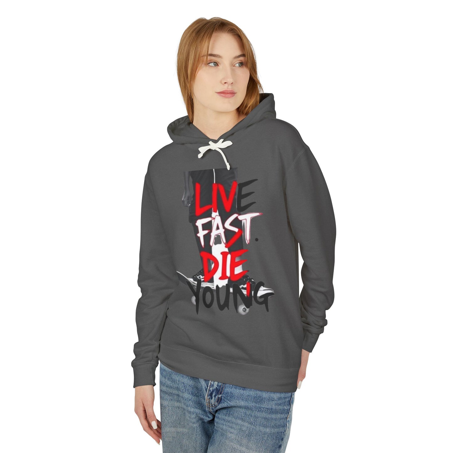 "Live Fast Die Young" Unisex Lightweight Hooded Sweatshirt - imperatrixies