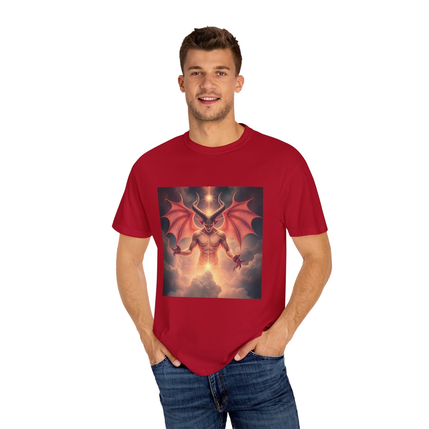 Mystic Goth Rock Emo Unisex Garment-Dyed Devil Artwork T-Shirt - Imperatrixies Design