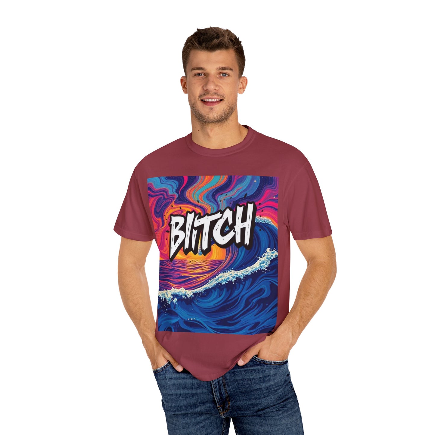 "BITCH" Vibrant Wave Graphic Unisex T-Shirt - imperatrixies
