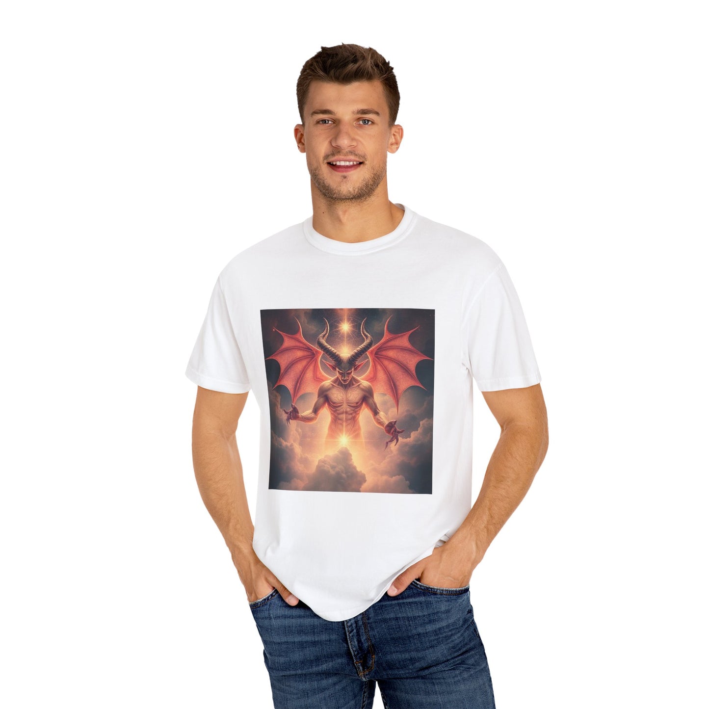 Mystic Goth Rock Emo Unisex Garment-Dyed Devil Artwork T-Shirt - Imperatrixies Design
