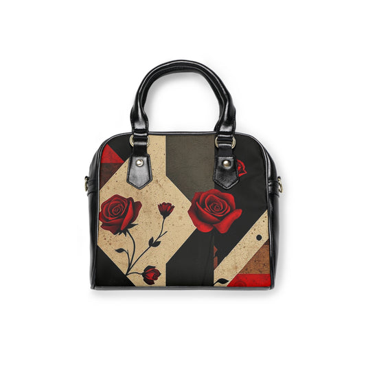 Elegant Floral Shoulder Handbag - Vintage Rose Design for Everyday Use