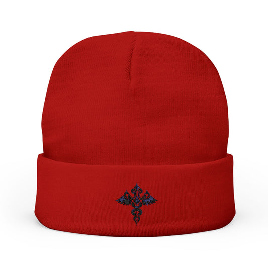 Y2k rock Embroidered Beanie Hat - Stylish Warm Knit Cap with Symbol Design
