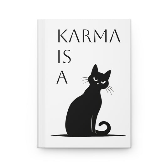 Karma is a Cat - Themed Hardcover Journal - 'Karma is a Purr' Design