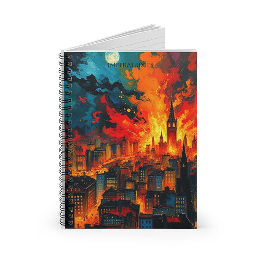 The Tower Fiery Cityscape Spiral Notebook - Ruled Lines for Creative Minds