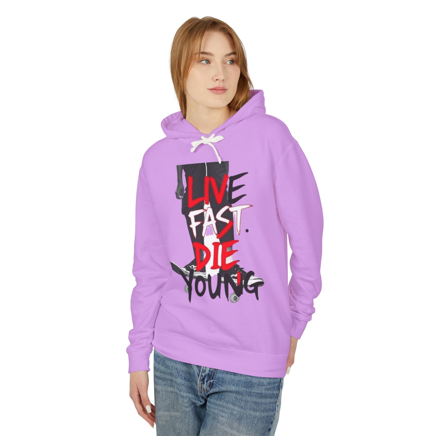 "Live Fast Die Young"  Unisex Lightweight Hooded Sweatshirt - imperatrixies