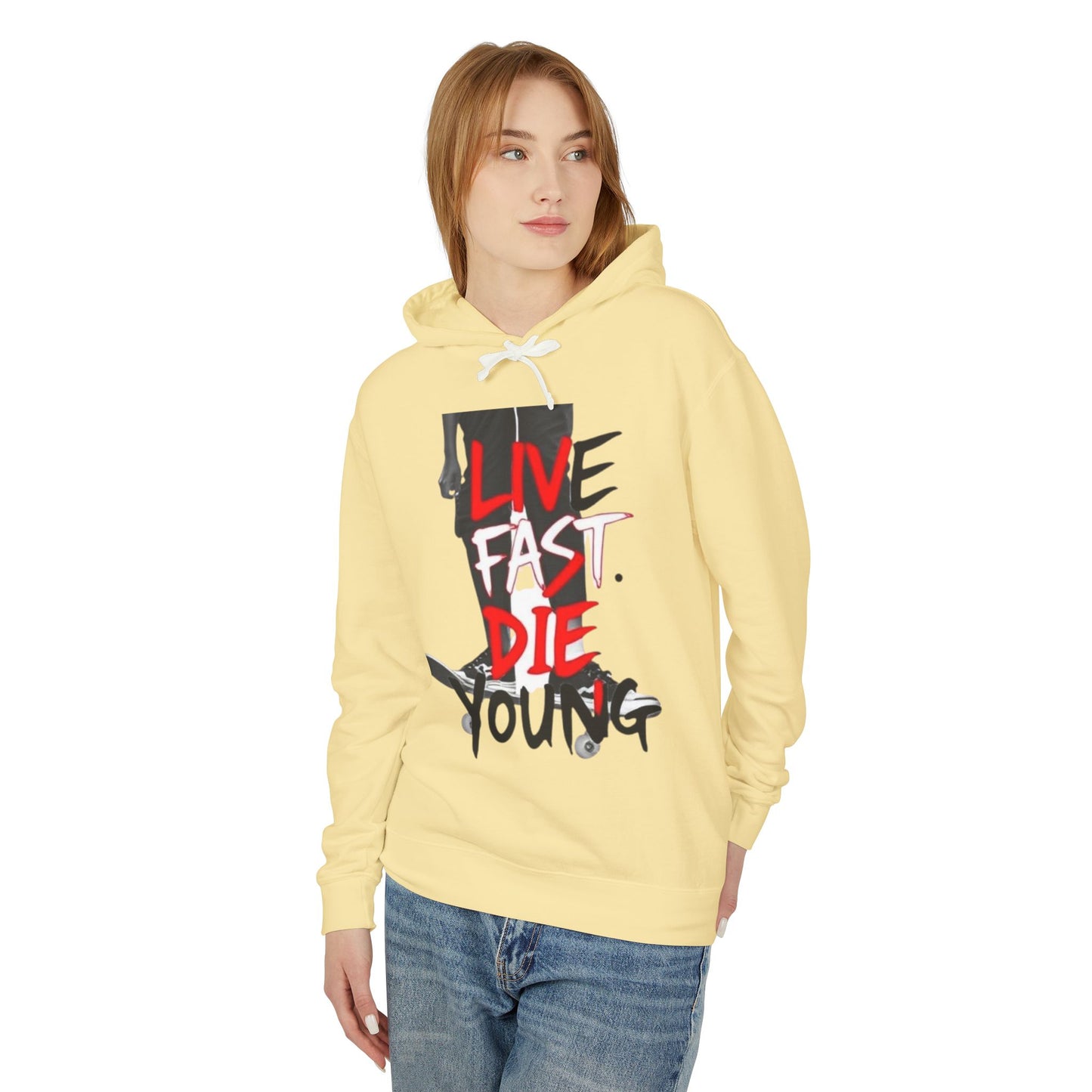 "Live Fast Die Young"  Unisex Lightweight Hooded Sweatshirt - imperatrixies
