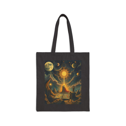 Celestial Adventure Canvas Tote Bag - Mystical Design for Dreamers
