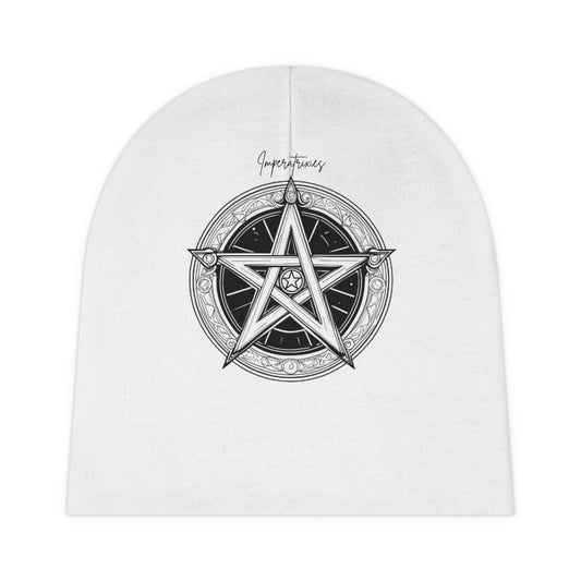 Mystical Baby Beanie - Black and White Pentagram Design