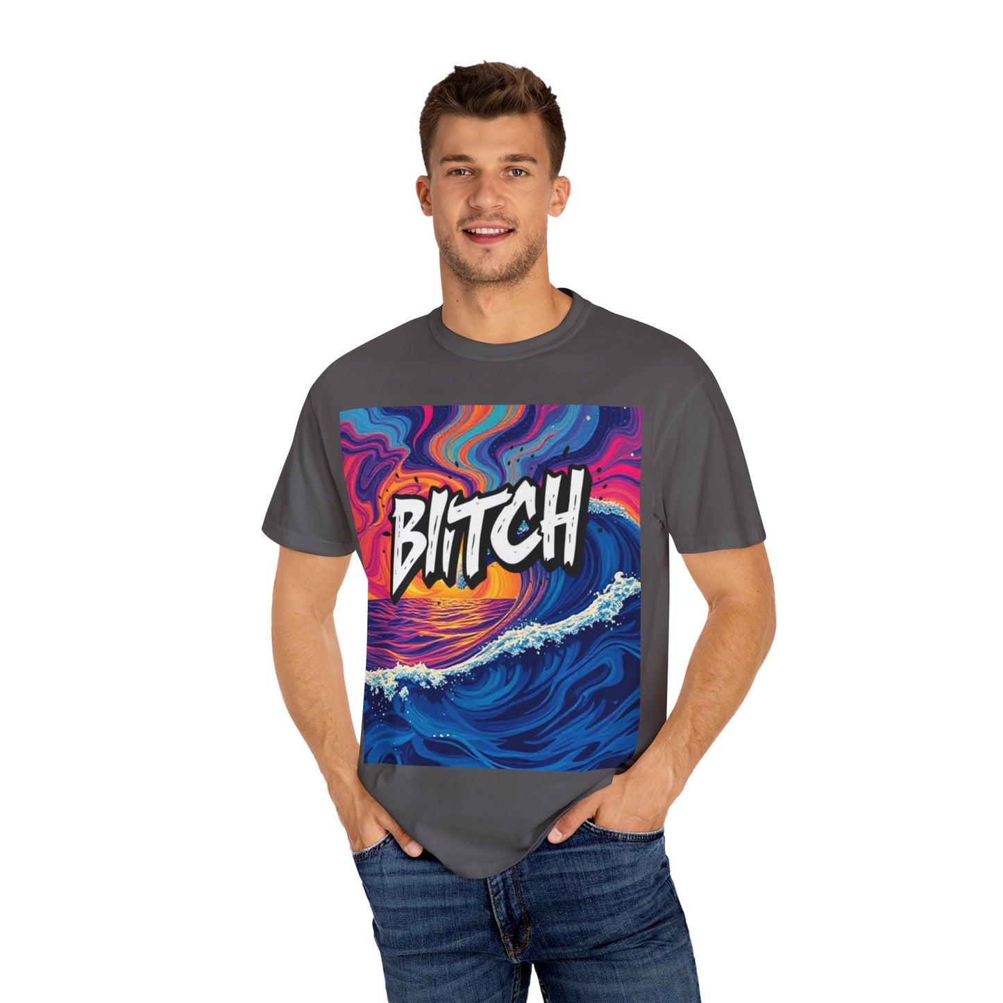 "BITCH" Vibrant Wave Graphic Unisex T-Shirt - imperatrixies