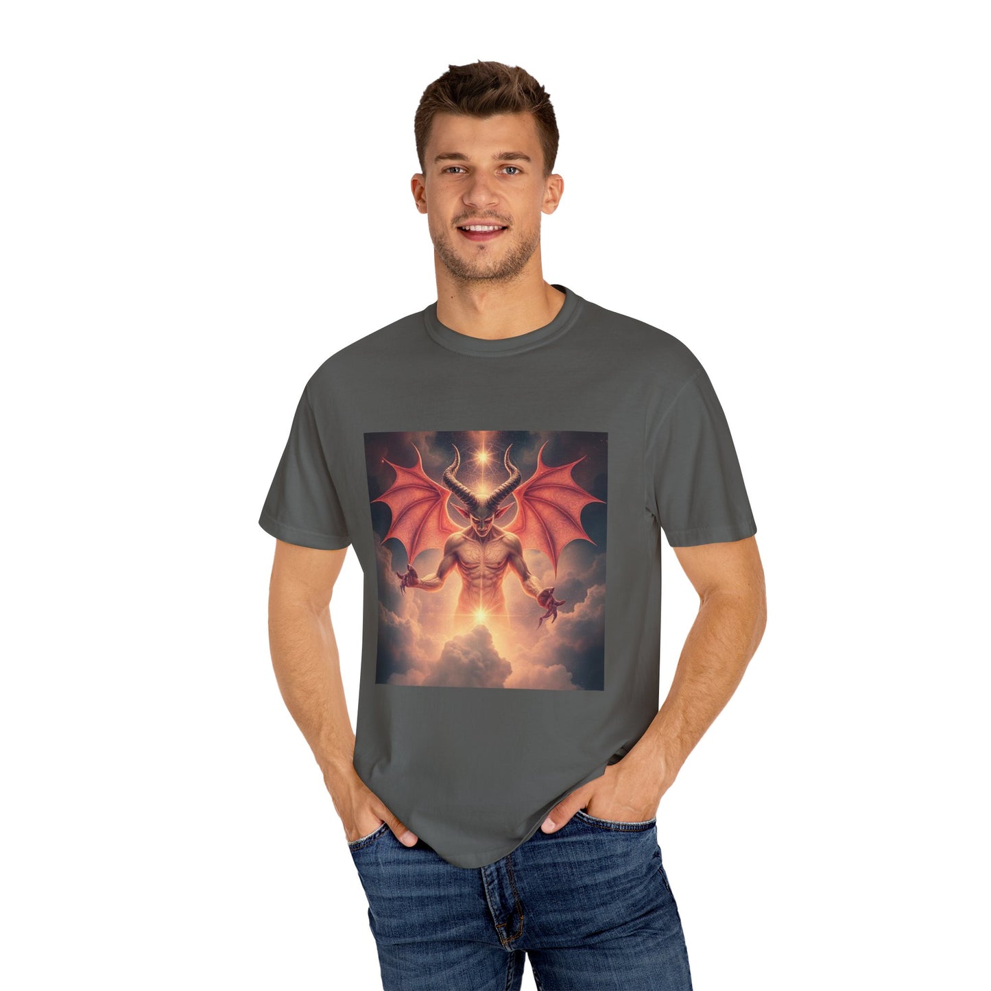 Mystic Goth Rock Emo Unisex Garment-Dyed Devil Artwork T-Shirt - Imperatrixies Design