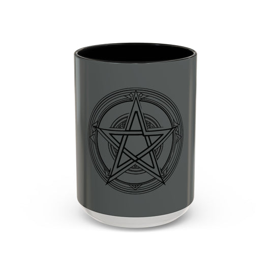 Mystical Pentagram Accent Coffee Mug - 11 & 15oz Black Handle