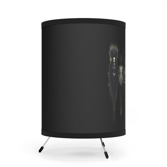 Gothic Tripod Lamp with High-Res Printed Shade - Unique Dark Decor