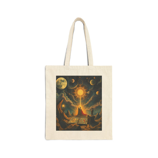 Celestial Adventure Canvas Tote Bag - Mystical Design for Dreamers