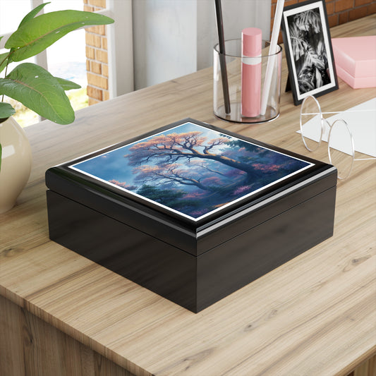 Mystic Night Nature-Inspired Jewelry Box with Tranquil Forest Design