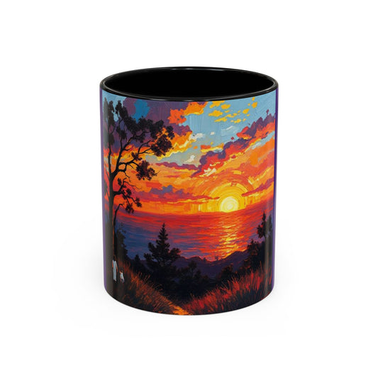 Vibrant Sunset Accent Coffee Mug - 11oz & 15oz Mystical Creative
