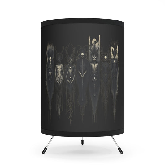 Gothic Tripod Lamp with High-Res Printed Shade - Unique Dark Decor