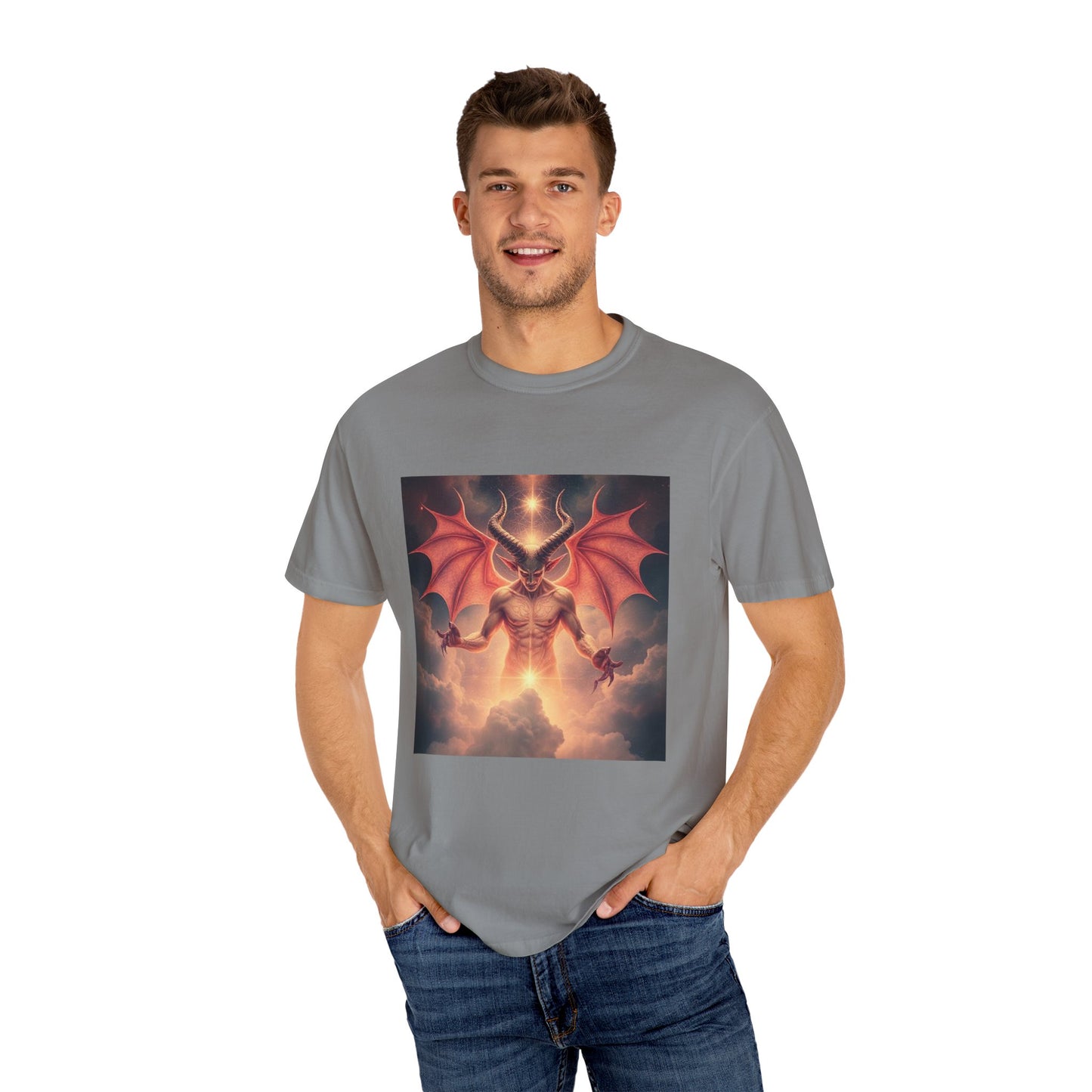 Mystic Goth Rock Emo Unisex Garment-Dyed Devil Artwork T-Shirt - Imperatrixies Design