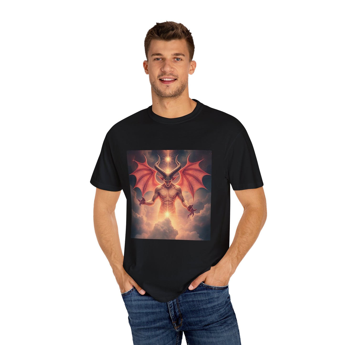 Mystic Goth Rock Emo Unisex Garment-Dyed Devil Artwork T-Shirt - Imperatrixies Design